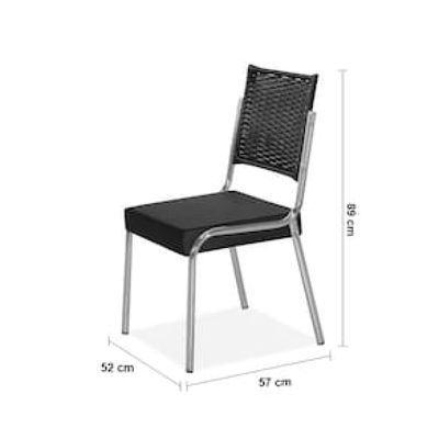 Cadeira de Jantar Aço Nobre Kansas com Encosto em Junco e Assento Estofado Revestido em Suede Preto