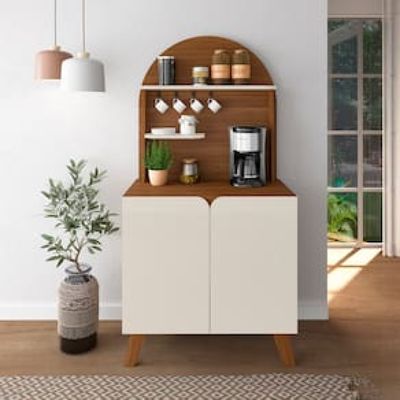 Cantinho do Café Artely Viena com 2 portas e 3 prateleiras  80cm de largura Off White
