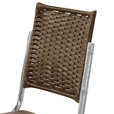 Cadeira de Jantar Aço Nobre Kansas com Encosto em Junco e Assento Estofado Revestido em Suede Marrom Chocolate