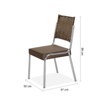 Cadeira de Jantar Aço Nobre Kansas com Encosto em Junco e Assento Estofado Revestido em Suede Marrom Chocolate