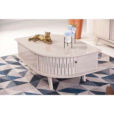 Rack Bancada Suspensa Modena Com Mesa De Centro Indianápolis Calacata Off White - Madetec