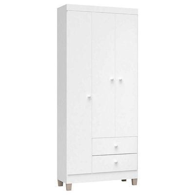 Quarto De Bebê 3 Portas Com Gaveteiro Ternura Baby E Berço Branco Brilho Com Colchão