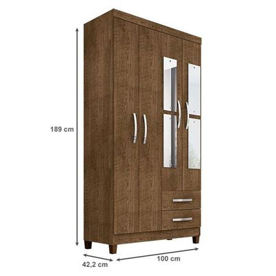Guarda Roupa Solteiro Modena Com Espelho 4 Portas Malbec - Incorplac
