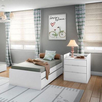 Berço Multifuncional Cleo Com Cômoda Blenda Branco Acetinado E Colchão - Phoenix