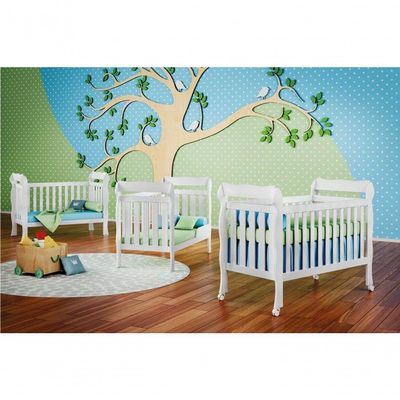 Berço Americano Lila E Cômoda Infantil Selena Branco Brilho - Carolina