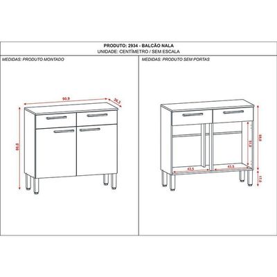 Balcão De Cozinha Nala Nogueira Off White Ripado - Kits Paraná
