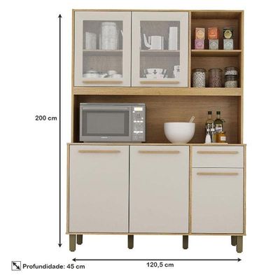 Armário De Cozinha Rubi Cinamomo Off White - Valdemóveis
