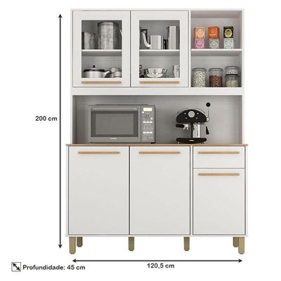 Armário De Cozinha Rubi Branco Cinamomo - Valdemóveis