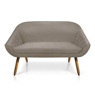 Kit 01 Namoradeira 02 Lugares 02 Poltronas Giratória Giovana Suede Madeira Mm30 D'rossi Marrom Rato