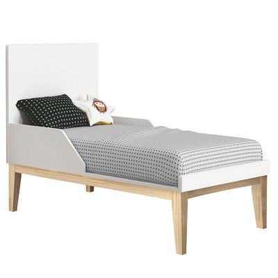 Berço Americano E Cômoda Infantil 1 Porta Classic Branco Com Pés Madeira Natural - Reller