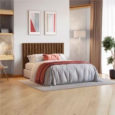 Cabeceira Casal/Queen Size Móveis Europa Vitória Ripada com Detalhes em Baixo Relevo - 166cm de largura Marrom Cacau