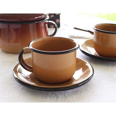 Conjunto Para Café Esmaltado 9 Peças Marrom Degradê Ewel