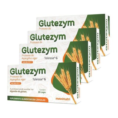 Kit 4 Glutezym Auxilia Digestão Do Glúten Maxinutri 20 Caps