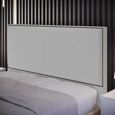 Cabeceira Box Casal Com Tachas 160 cm Vicenza L02 Bouclê Cinza - Lyam Decor