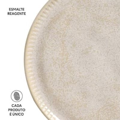 Conjunto de Pratos de Sobremesa Porto Brasil Linhas Latte com 6 peças - Bege