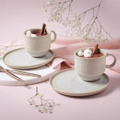 Conjunto de Xícaras de Chá Empilháveis com Pires Porto Brasil Latte  230 ml