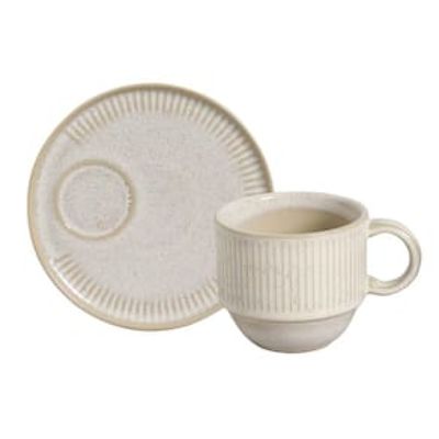 Conjunto de Xícaras de Chá Empilháveis com Pires Porto Brasil Latte  230 ml