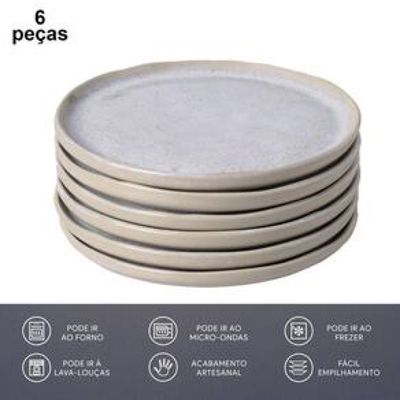 Conjunto de Prato de Pão Porto Brasil Bio Latte 6 peças  Bege
