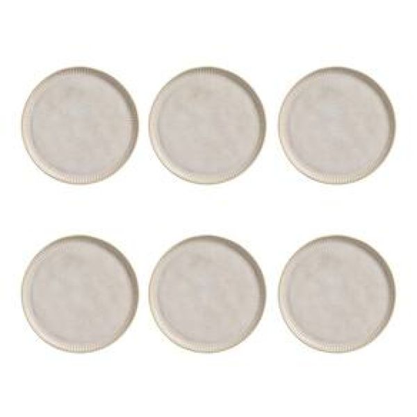 Conjunto de Pratos Rasos Porto Brasil Linhas Latte com 6 Peças - Bege
