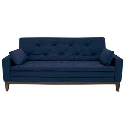Sofá 2,08 Metros Linoforte Nature, 4 Lugares, Suede Veludo, Espuma D-33 Azul