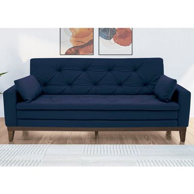 Sofá 2,08 Metros Linoforte Nature, 4 Lugares, Suede Veludo, Espuma D-33 Azul