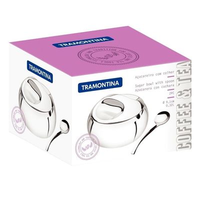 Açucareiro Aço Inox Com Tampa E Colher Tramontina