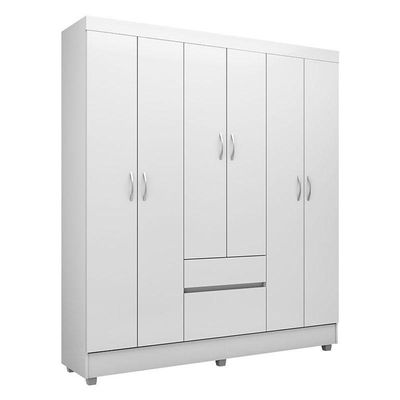 Cômoda Astral E Guarda Roupa Casal Flash 2 Branco Flex - Demóbile