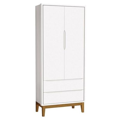 Cômoda Gaveteiro E Guarda Roupa Infantil 2 Portas New Classic Branco Com Pés Madeira - Reller