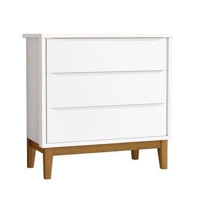 Cômoda Gaveteiro E Guarda Roupa Infantil 2 Portas New Classic Branco Com Pés Madeira - Reller
