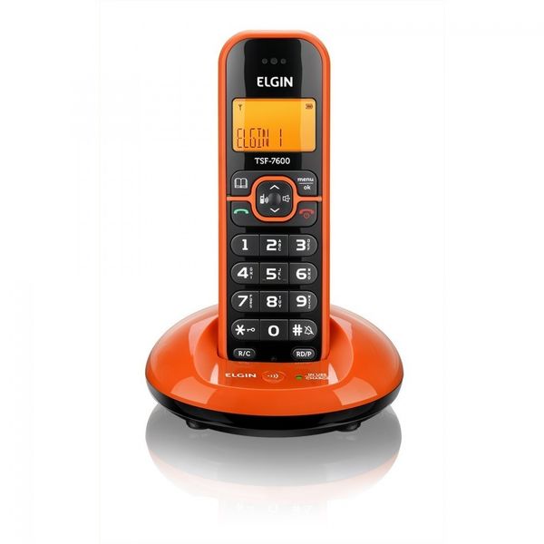 Telefone sem Fio com Dect 6.0 de 1.9GHz Identificador e Viva Voz Elgin TSF7600 - Laranja