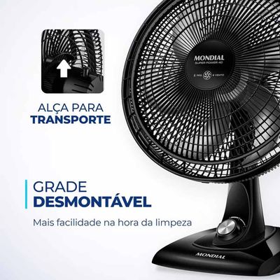 Ventilador de Mesa 40Cm 6 Pás Preto Mondial VSP40 127V