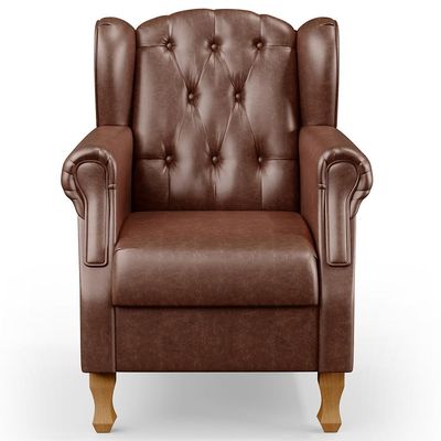 Kit 02 Poltronas Decorativa Para Sala De Estar Yara P02 Couríssimo Marrom - Lyam Decor