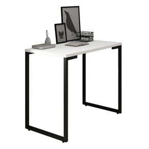 Mesa Escritório 90cm Estilo Industrial New Port  F02 Branco - Mpozenato