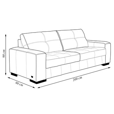 Sofá Decorativo 2 Lugares Turim 200cm Couro Preto G58 - Gran Belo