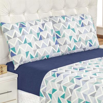 Jogo De Cama Casal King Quality 4 Peças Azul