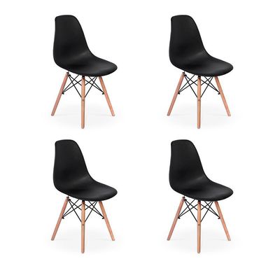 Conjunto 4 Cadeiras Charles Eames Eiffel Base Madeira Preta