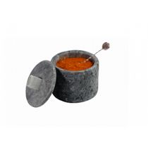 Açucareiro Farinheira Gourmet Pedra Sabão com Colher P 7cm