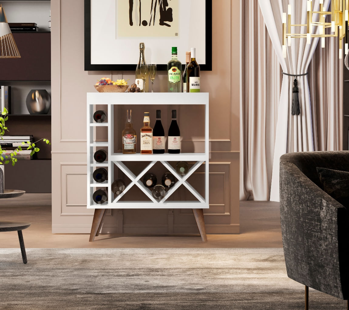 Aparador com Adega Estilo Retrô Chateau Cor Branco - Comprar Moveis em Casa