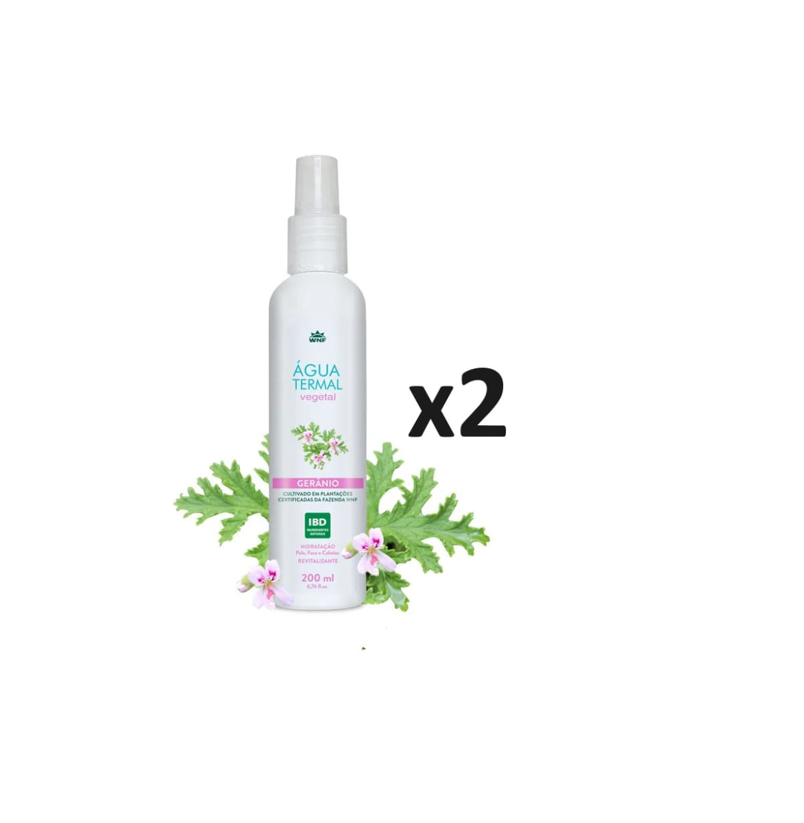 Kit Água Termal Gerânio WNF Pele, Face E Cabelos 200ml 2uni