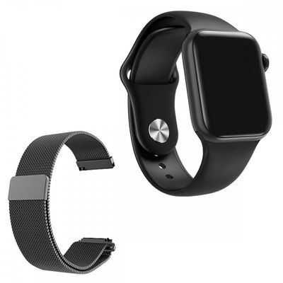 Relógio Smartwatch W58 Preto Android Ios +Pulseira Extra Aço