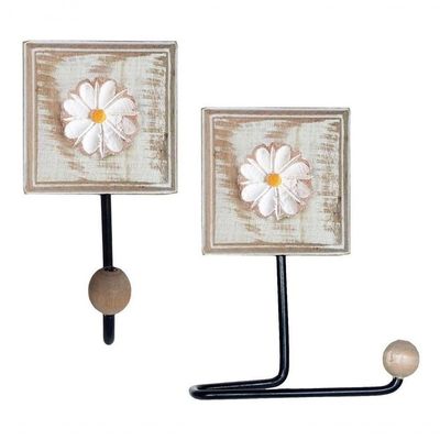 Kit Para Banheiro Com 2 Porta Papel Higiênico E 2 Toalheiros Rustico Flor Branca Cor Branco