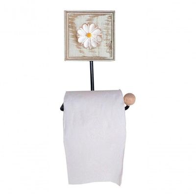 Kit Para Banheiro Com 2 Porta Papel Higiênico E 2 Toalheiros Rustico Flor Branca Cor Branco