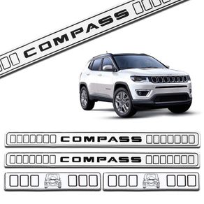 Jogo de Soleira Porta Jeep Compass 2012 a 2019 Resinada Branco