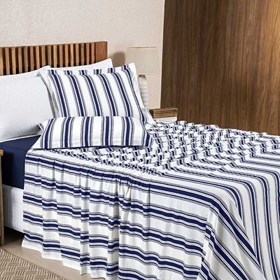 Coordenado Edredom com Lençol Estilo King 5 Peças - Marinho