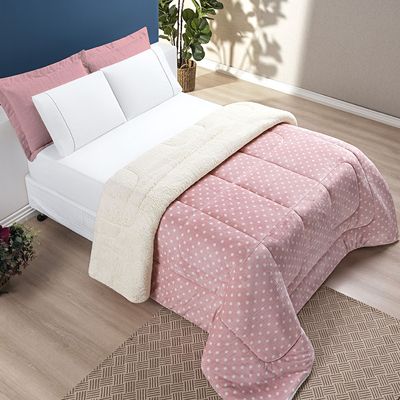 Coordenado Edredom e Manta Mimoso Casal Padrão 2 Peças - Rosa