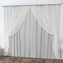 Cortina 2 Mts Sala Quarto Escritório Blackout Voal Trilho Comum - Cinza Claro