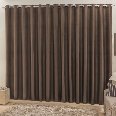 Cortina 4 Mts Sala Quarto  Ráfia para Trilho Suisso Baratissima Tabaco