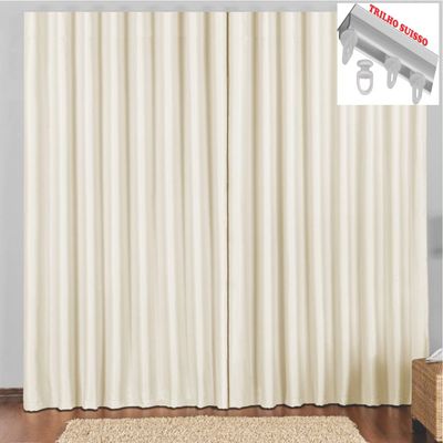 Cortina 4 Mts Sala Quarto Escritório Blackout Original para Trilho Suisso - Bege