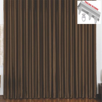 Cortina 4 Mts Sala Quarto Escritório Blackout Original para Trilho Suisso - Tabaco