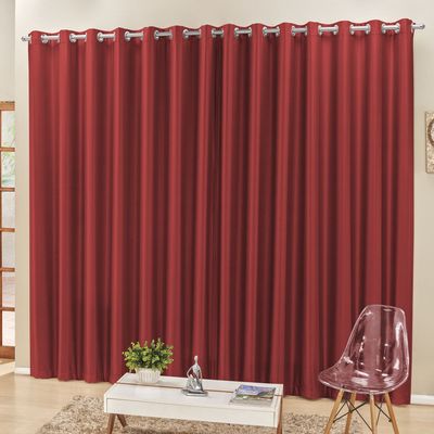 Cortina 4 Mts Sala Quarto Escritório Semiblackout para Trilho Suisso Vermelho